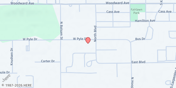 Map showing Maranatha Assembly of God at 917 Pyle Drive, Kingsford, MI