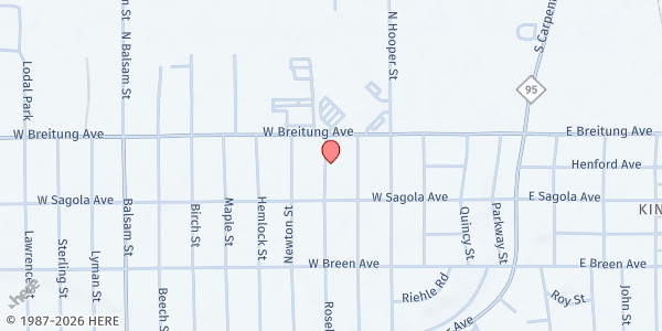 Map showing Salvation Army - Kingsford at 145 Roseland St., Kingsford, MI