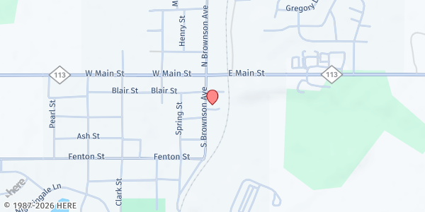Map showing Kingsley Branch Library at 213 S Brownson Ave, Kingsley, MI