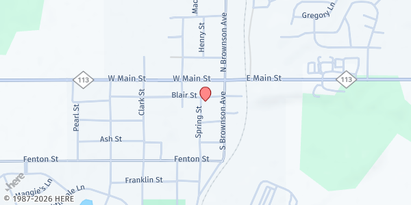 Map showing Kingsley United Methodist Church Food Pantry at 113 Blair Street, Kingsley, MI