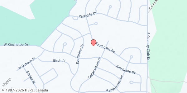 Map showing New Hope Community Church Food Pantry at 66 Cedar Grove, Kinross, MI