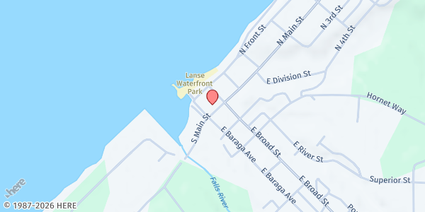 Map showing St. Vincent de Paul L'Anse Food Pantry at 14 S. Main St, L'Anse, MI