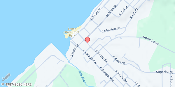 Map showing St. Vincent DePaul (L'anse) at 10 E Broad St, L'Anse, MI