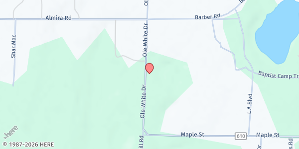 Map showing Woodside Wesleyan Church Food Pantry at 6789 Ole White Drive, Lake Ann, MI