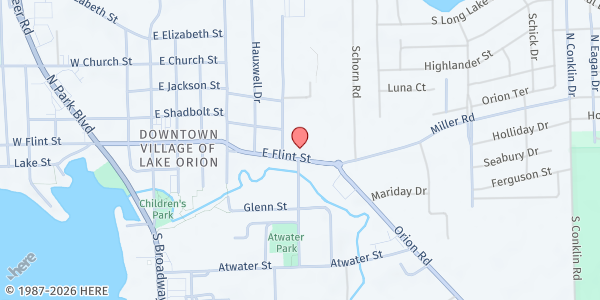 Map showing Remnant Project Ministries at 531 East Flint Street, Lake Orion, MI