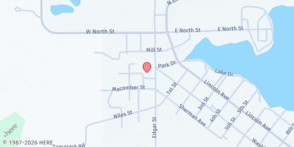Map showing Lakeview Ministerial Association at 110 Edgar Street, Lakeview, MI