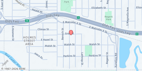 Map showing Eastside Community Action Center at 1001 Dakin St, Lansing, MI