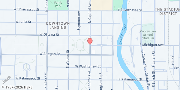 Map showing Greater Lansing Food Bank at , Lansing, MI