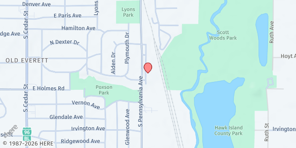 Map showing The Salvation Army - Lansing Distribution Center at 3305 S Pennsylvania Ave, Lansing, MI