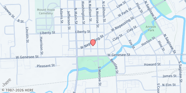 Map showing Grace Episcopal Church at 735 West Nepessing Street, Lapeer, MI