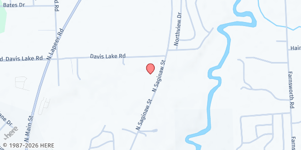 Map showing Lapeer Free Methodist Church at 1621 N Saginaw St, Lapeer, MI