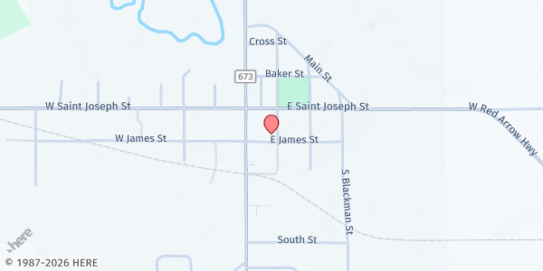 Map showing Lawrence United Methodist Church Pantry at 122 South Exchange St., Lawrence, MI