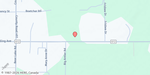 Map showing First Baptist Church-Lewiston at 5560 County Rd. 612, Lewiston, MI