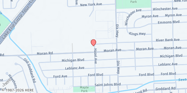 Map showing Blessed Hope - Food Distribution Center at 3804 Hazel Ave, Lincoln Park, MI