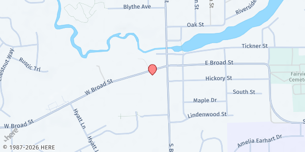 Map showing Linden Ministerial Association at 119 W. Broad St., Linden, MI