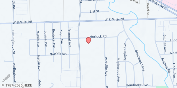 Map showing Clarenceville UMC Food Pantry at 20300 Middlebelt Rd, Livonia, MI