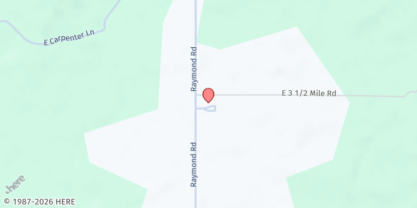 Map showing Edgetts Wesleyan Church at 3446 N. Raymond Road, Luther, MI