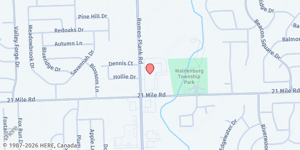 Map showing Immanuel Lutheran at 47120 Romeo Plank Road, Macomb, MI