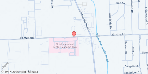 Map showing St. Isidore Catholic Church at 18201 23 Mile Road, Macomb, MI