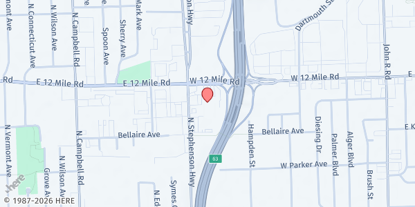 Map showing South Oakland Food Depot - SVDP Detroit at 28720 Stephenson Highway, Madison Heights, MI