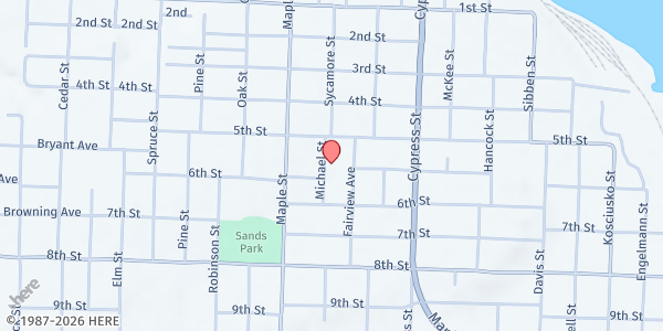 Map showing ECHO His Love Inc. MANNA Food Pantry at 525 Michael St, Manistee, MI