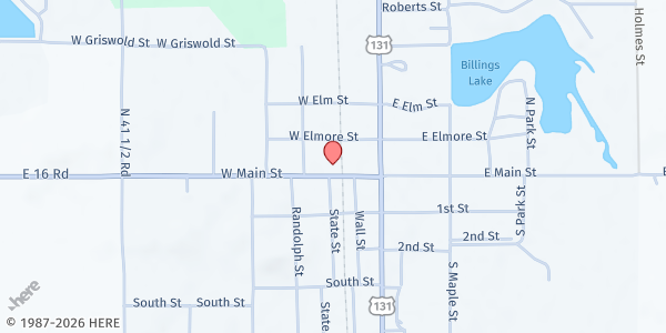 Map showing Manton Area Retirees/Manton Senior Center at 302 W Main Street, Manton, MI