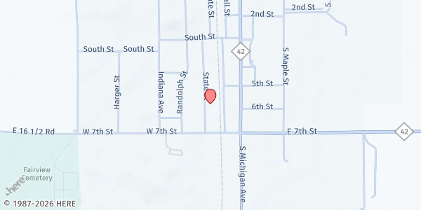 Map showing Manton Public Library at 603 State St, Manton, MI