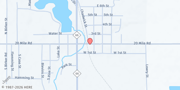 Map showing Marion Area District Library at 120 East Main Street, Marion, MI