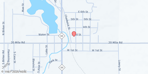 Map showing Marion Area District Library at 120 East Main Street, Marion, MI