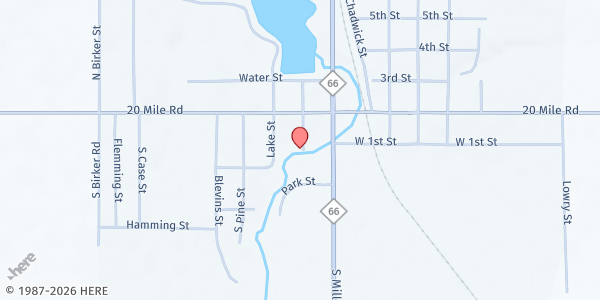 Map showing Marion Community Food Pantry at 112 N Clark Street, Marion, MI