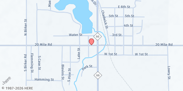 Map showing Marion VFW Hall at Main Street, Marion, MI