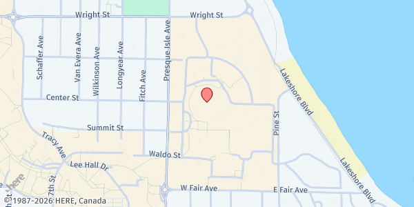 Map showing Northern Michigan University Food Pantry at 1401 Presque Isle Ave., Marquette, MI