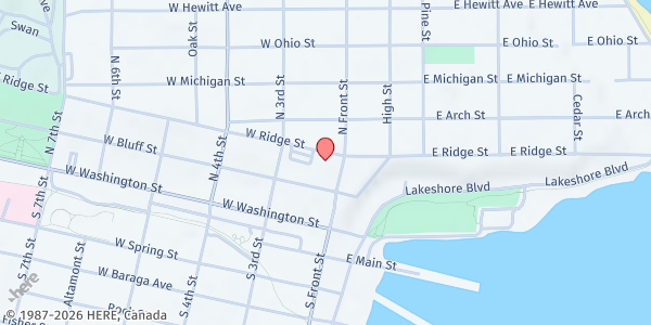 Map showing Peter White Public Library Marquette at 217 N Front St, Marquette, MI