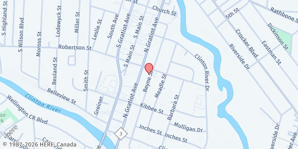 Map showing Greater Morningstar Ministry of Caring, Inc. at 84 Beyne Street, Martin Luther King, MI