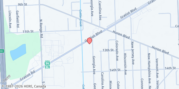 Map showing Community Wesleyan/SOS Marysville at 2929 Gratiot Blvd., Marysville, MI