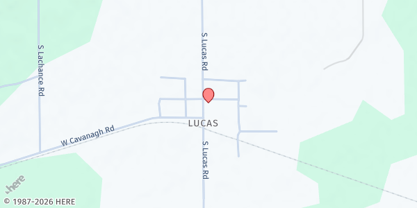 Map showing Rehoboth Reformed Church McBain at 8372 S Lucas Road, McBain, MI