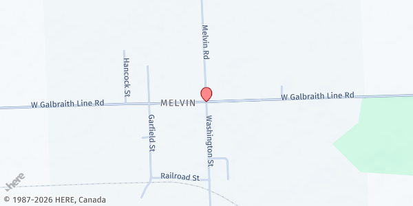 Map showing Melvin United Methodist Church at 1171 Main Street, Melvin, MI