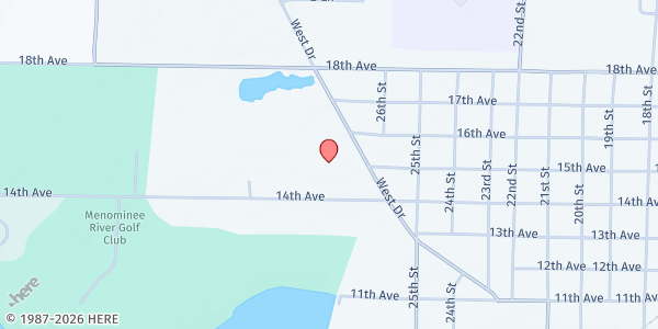 Map showing Marinette/Menominee YMCA at 1600 West Drive, Menominee, MI