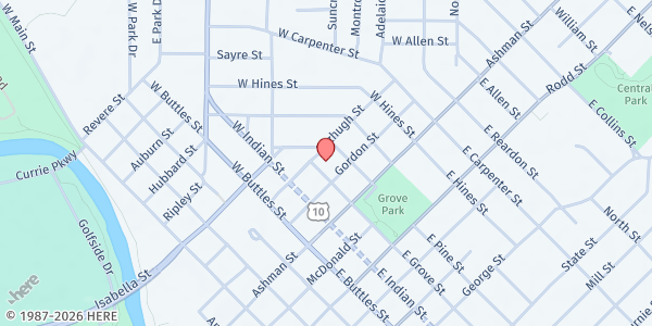 Map showing Caregiving Network Food Pantry at 212 W Grove St, Midland, MI