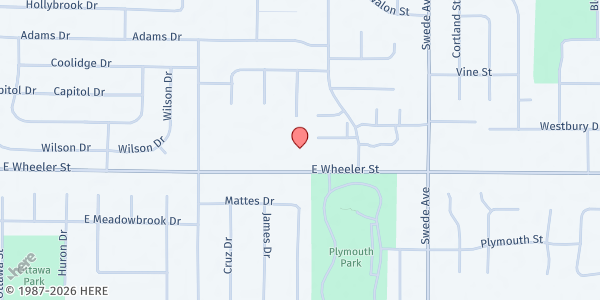Map showing Wheeler Road Church of Christ Pantry at 1123 E. Wheeler Rd., Midland, MI