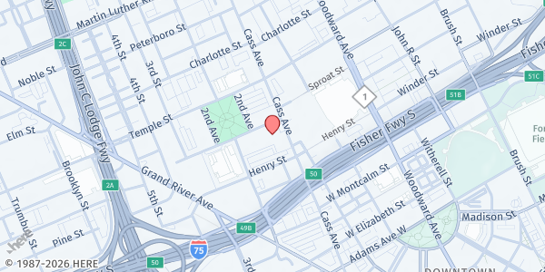 Map showing Mariner's Inn at 445 Ledyard Street, Midtown, MI