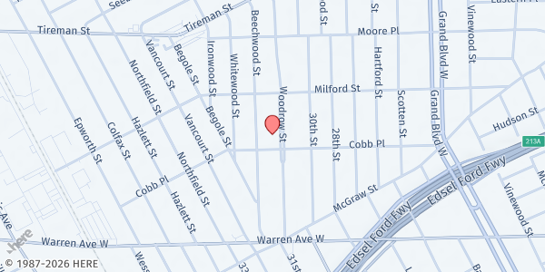 Map showing Church of Christ Westside at 6025 Woodrow Street, Midwest, MI