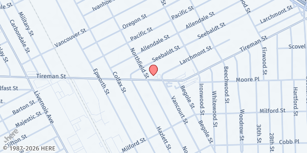 Map showing H.O.P.E., Ark of Deliverance Revival Center at 5440 Tireman Avenue, Midwest, MI