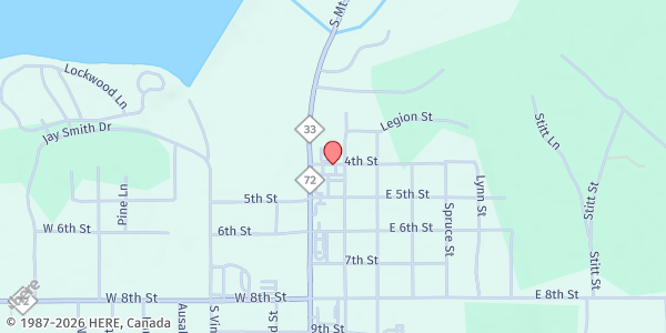 Map showing Living Water Lutheran Church at 207 4th St., Mio, MI