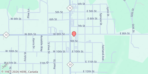 Map showing Strawberry Patch Resale at 131 Morenci Street, Mio, MI