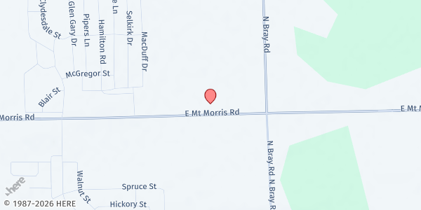 Map showing Mt. Morris Christian Faith Church at 2451 E. Mt. Morris Rd., Mt. Morris, MI