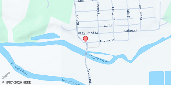 Map showing Twin Rivers Elementary School at 435 Lou Lemke Lane, Muir, MI