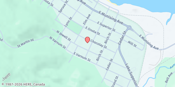 Map showing St. Vincent DePaul - Munising at 413 Maple Street, Munising, MI