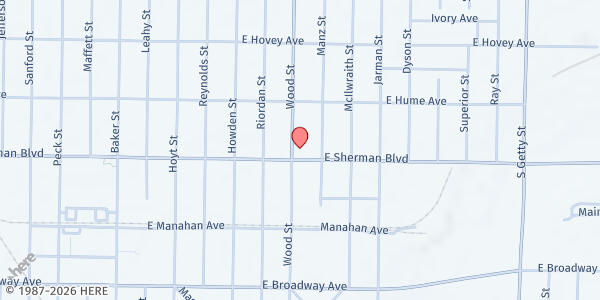 Map showing Christ Temple Church - Food Pantry at 412 E Sherman Blvd, Muskegon Heights, MI