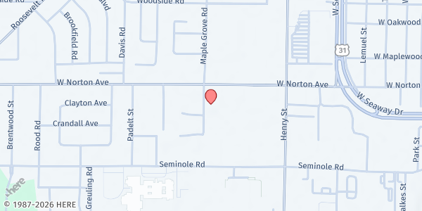 Map showing Calvin Christian Reformed Church at 973 W. Norton Ave., Muskegon, MI